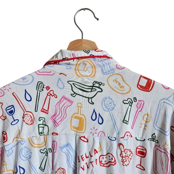 Anthropologie Colorful Patterned Womens Pajama Shirt Size Large - Picture 8 of 8